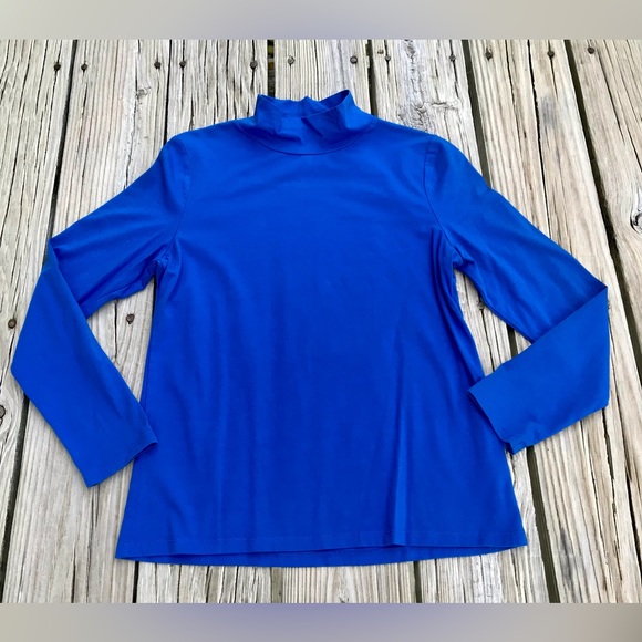 Ladies TALBOTS Petite Small Stretch Knit Solid Cobalt Blue Fit Turtleneck Top S - Picture 3 of 7